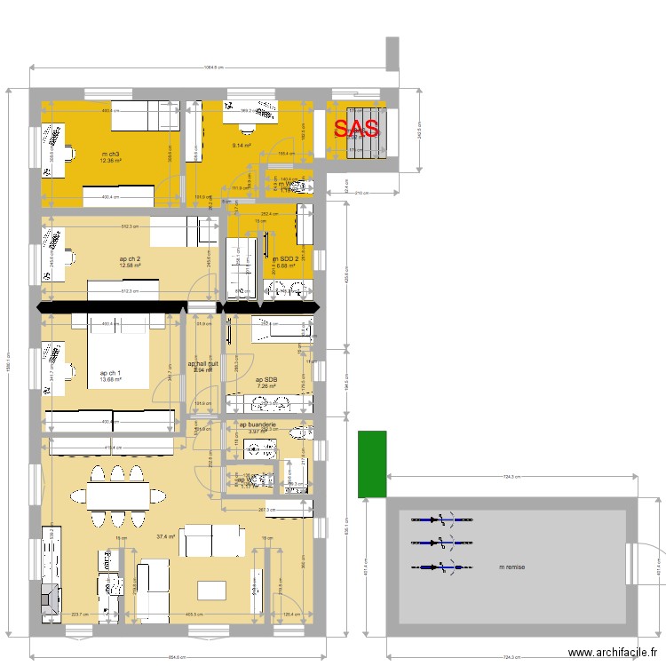 annexe appart 2 ch seule. Plan de 0 pièce et 0 m2