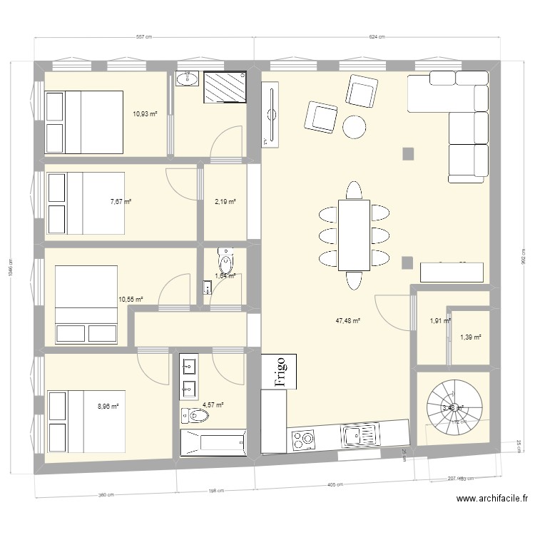 Lille. Plan de 11 pièces et 101 m2