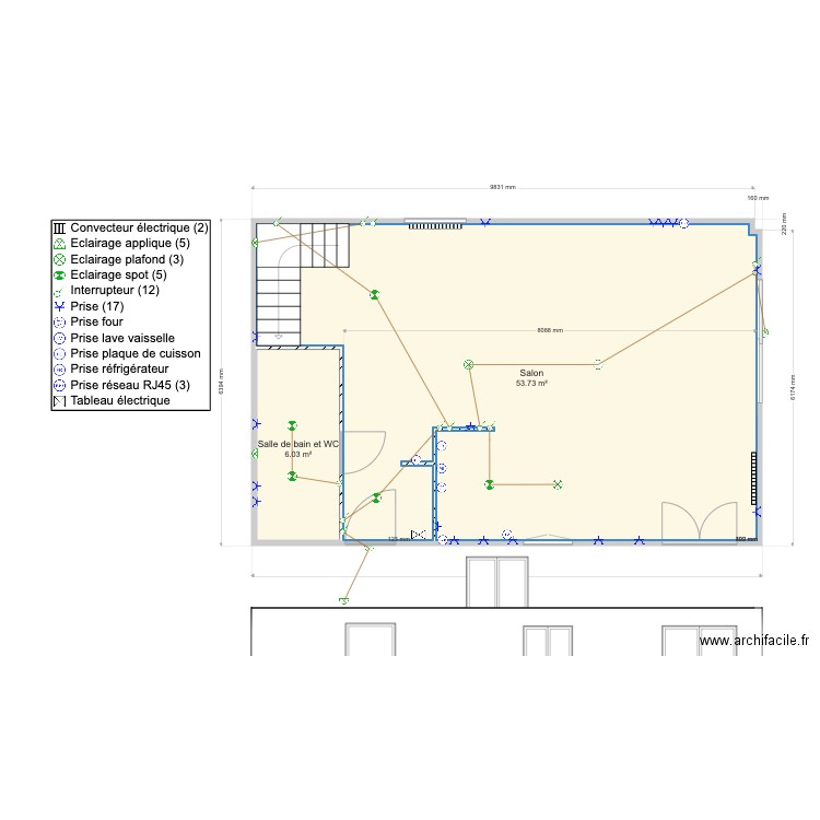 Maison Plan actuel du RDC avec Elec. Plan de 0 pièce et 0 m2