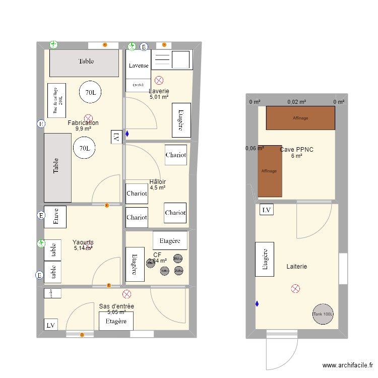 Briançon_V5. Plan de 12 pièces et 47 m2