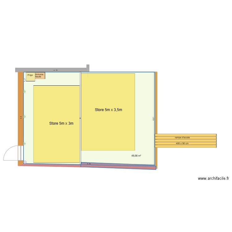  terrasse 2 stores 01. Plan de 1 pièce et 50 m2