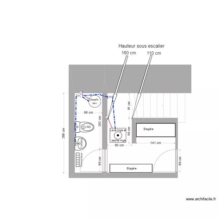 WC Mallassagne. Plan de 