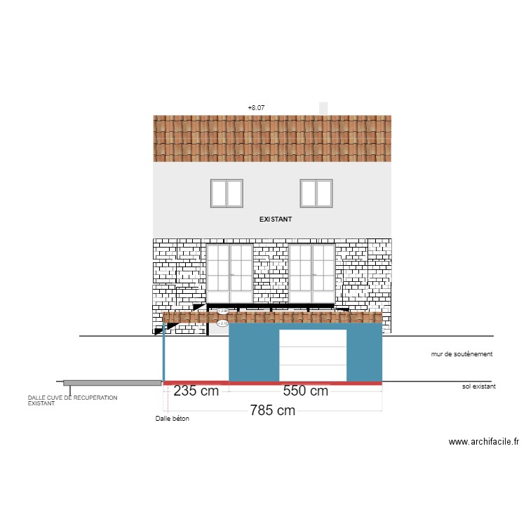 FACADE SUD OUEST. Plan de 0 pièce et 0 m2