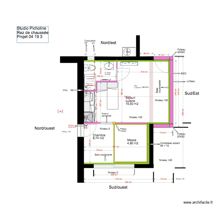 Studio Picholine Rez de chauss&eacute;e 04 19 3. Plan de 0 pièce et 0 m2