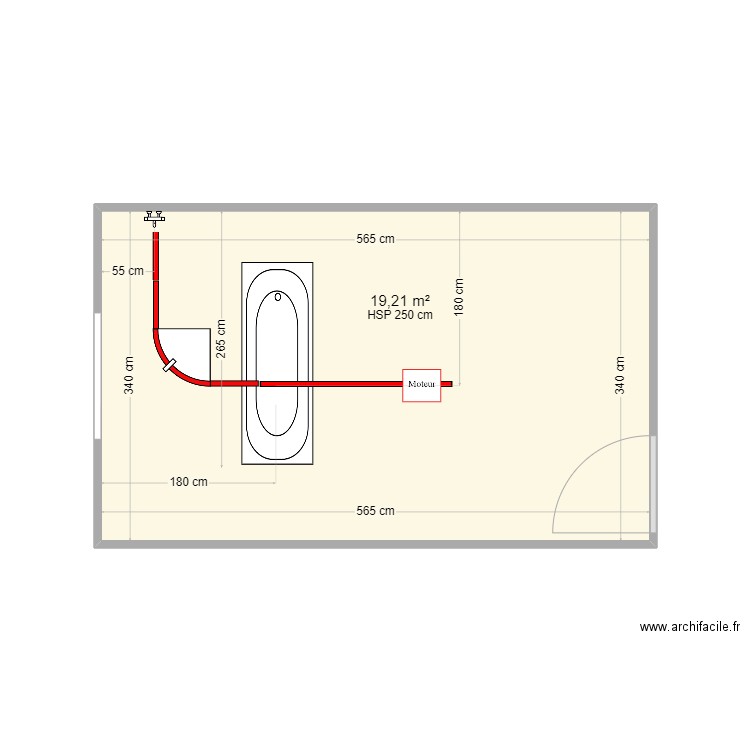 EHPAD LE VILLAGE 31 SALLE BALNEO Rail 2M. Plan de 1 pièce et 19 m2