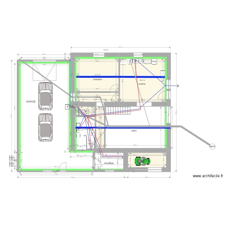 premier niveau écoulement et eau n 2. Plan de 0 pièce et 0 m2