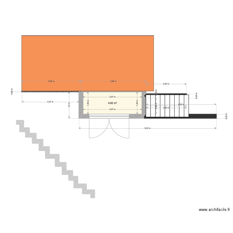 ALAN WATERNEAUX. Plan de 1 pièce et 5 m2