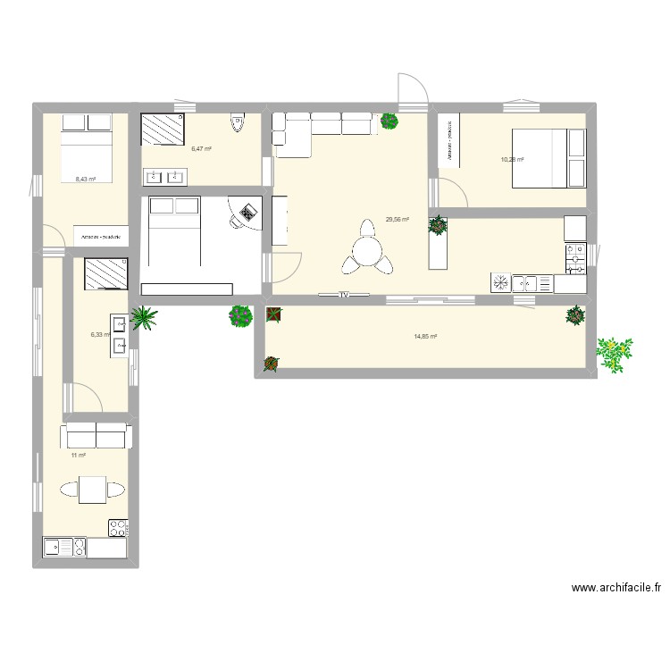 maison. Plan de 7 pièces et 87 m2