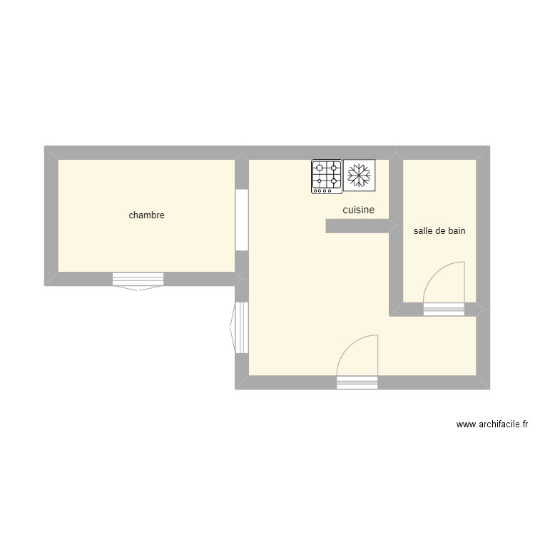 soumare. Plan de 3 pièces et 25 m2