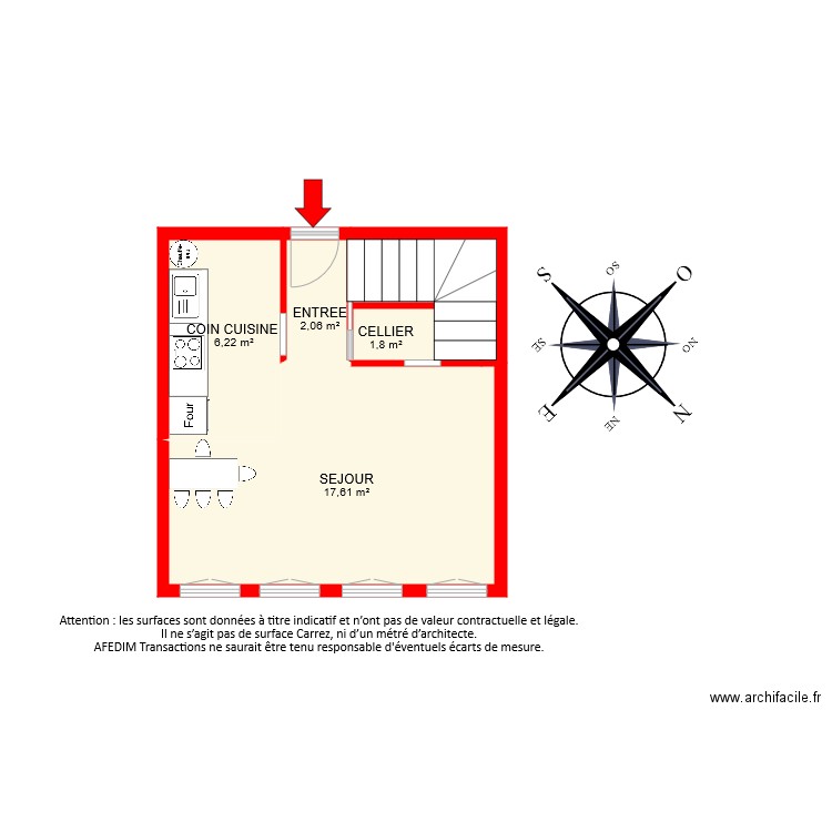 BI 7650 PASCAL. Plan de 5 pièces et 30 m2