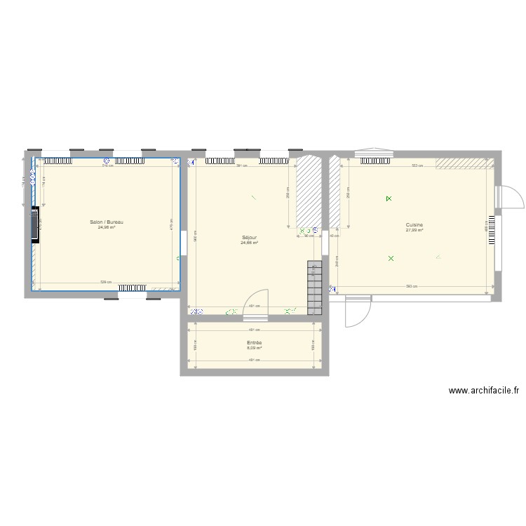 Séjour. Plan de 4 pièces et 86 m2