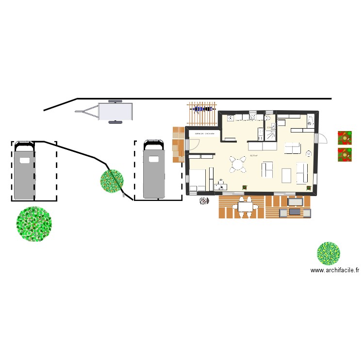 Smu chalet avant demolition plate forme parking. Plan de 9 pièces et 205 m2