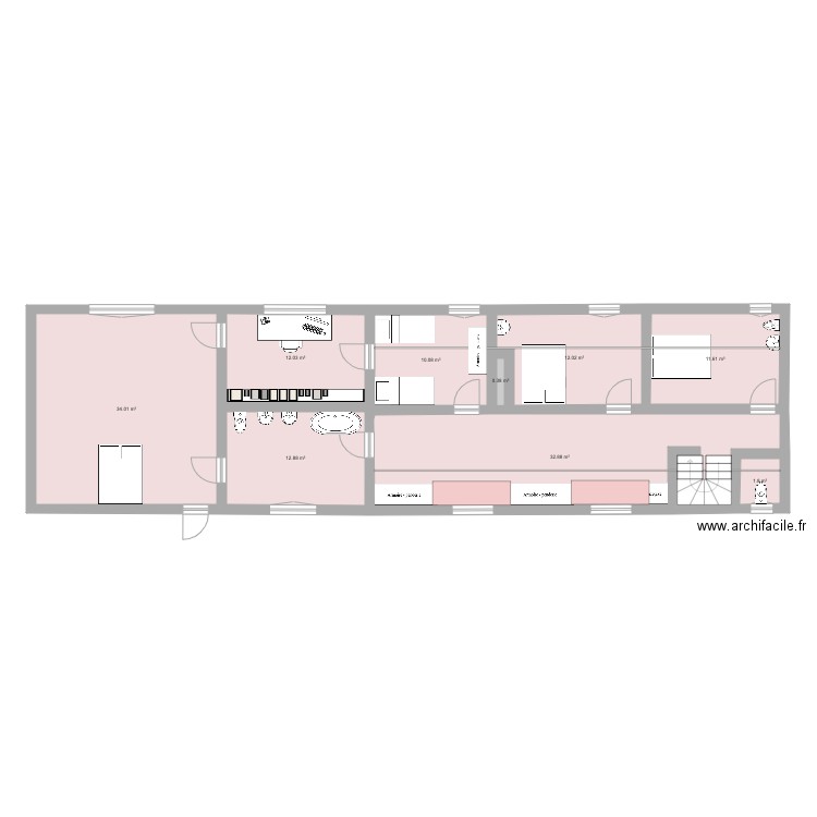 Maison de famille Chahaignes 1er étage aujourd hui. Plan de 0 pièce et 0 m2