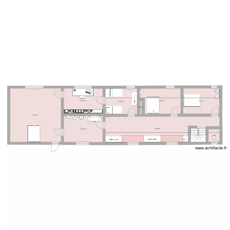 Maison de famille Chahaignes 1er &eacute;tage aujourd hui. Plan de 