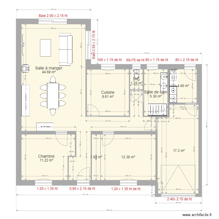 pierrin 2. Plan de 9 pièces et 108 m2