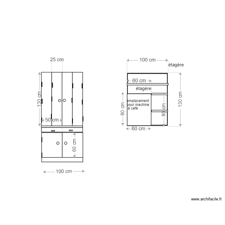 MEUBLE DE CUISINE CAFE petit. Plan de MEUBLE DE CUISINE CAFE petit. Plan de