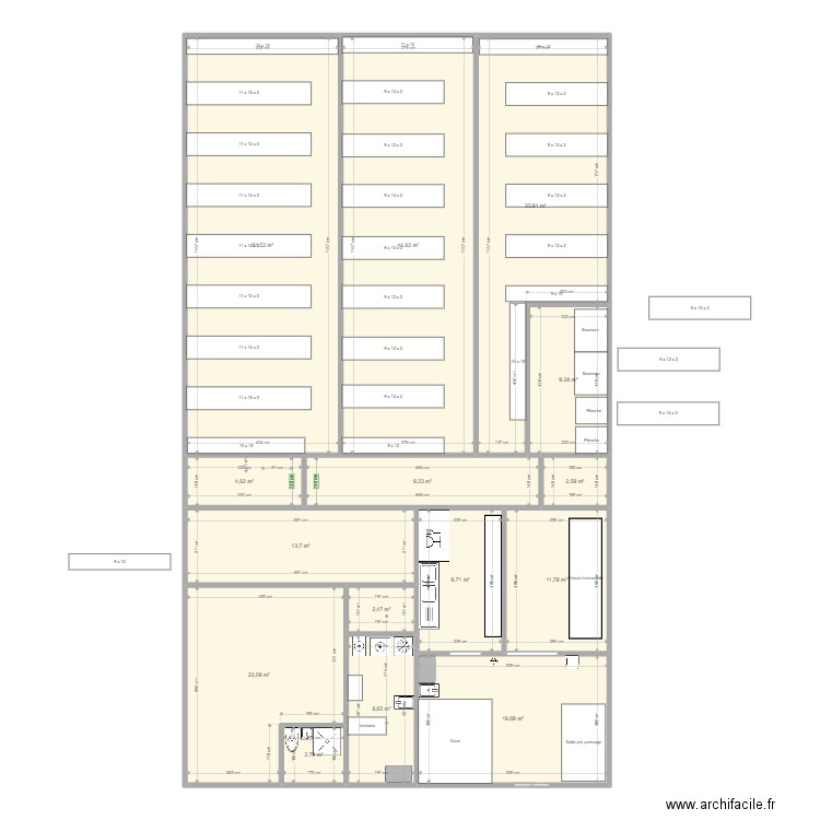 fromagerie v8. Plan de 15 pièces et 246 m2