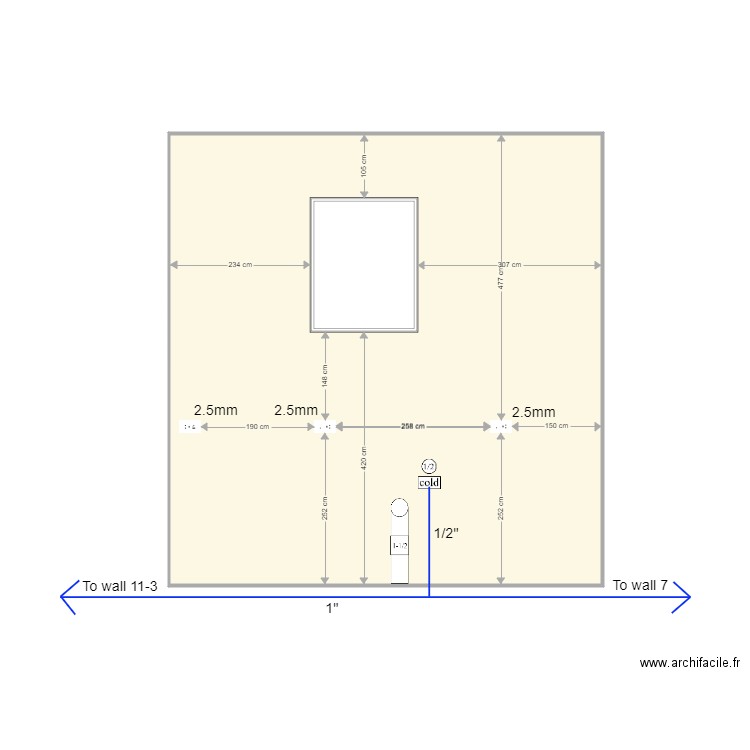 wall 9 3 cabinet and piping X 3. Plan de 1 pièce et 54 m2