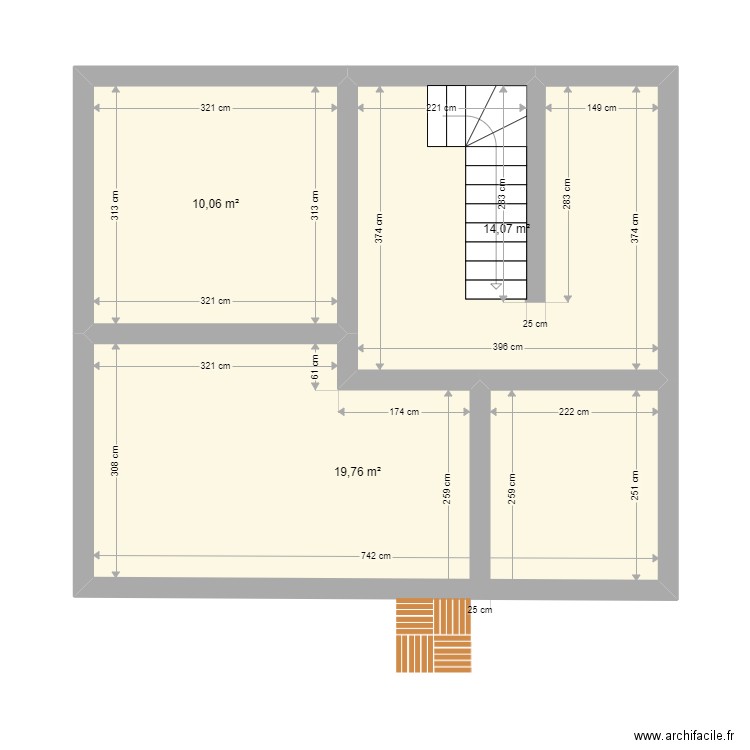 MAISON 5. Plan de 3 pièces et 44 m2