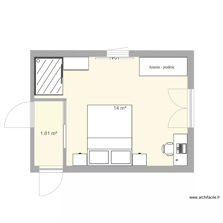 Chambre parentale V3. Plan de 