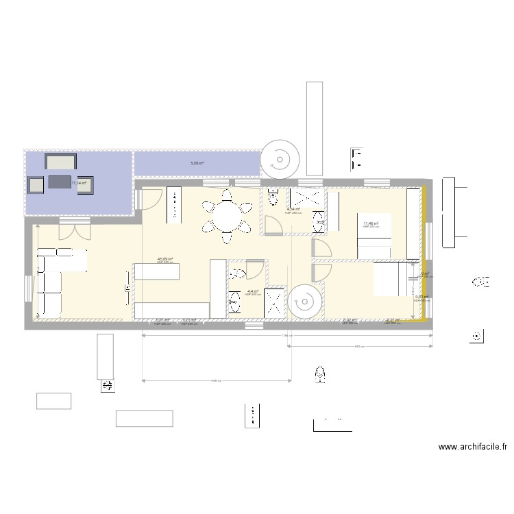 Matrice 2SDB. Plan de 18 pièces et 116 m2