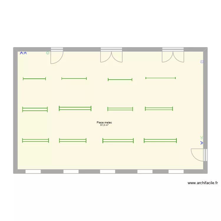 Piece melec. Plan de 1 pièce et 92 m²