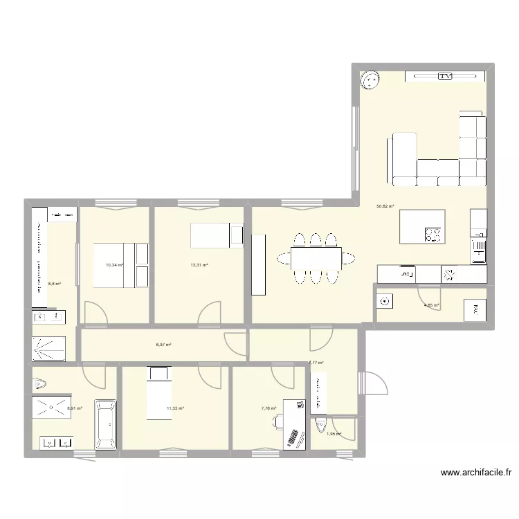 Plan maison V2. Plan de 11  et 133 m²