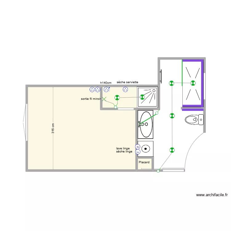 AILLERET 5&egrave;me ELECTRICITE. Plan de 