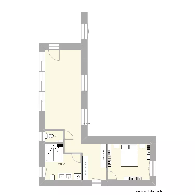 Suite parentale 2. Plan de 3  et 48 m²