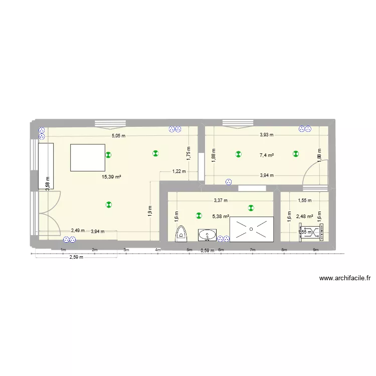 Heus. Plan de 4  et 31 m²