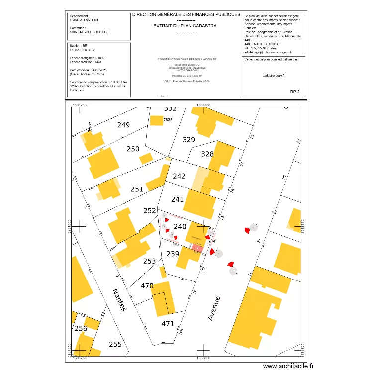 DP 2 BOUTON THARON. Plan de 