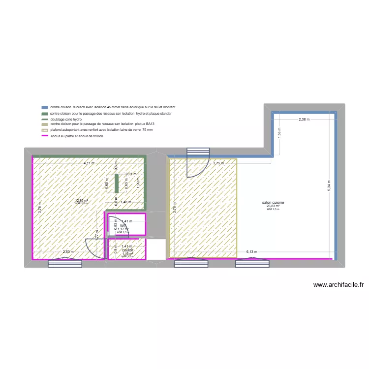 Charly B  Projet. Plan de 4 pièces et 42 m²