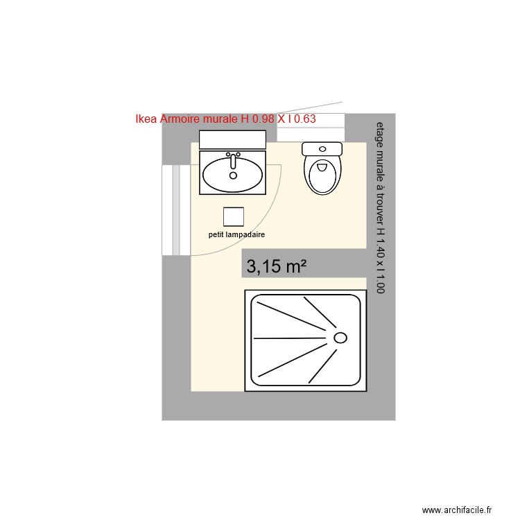 la couette salle de bain. Plan de 0 pièce et 0 m2