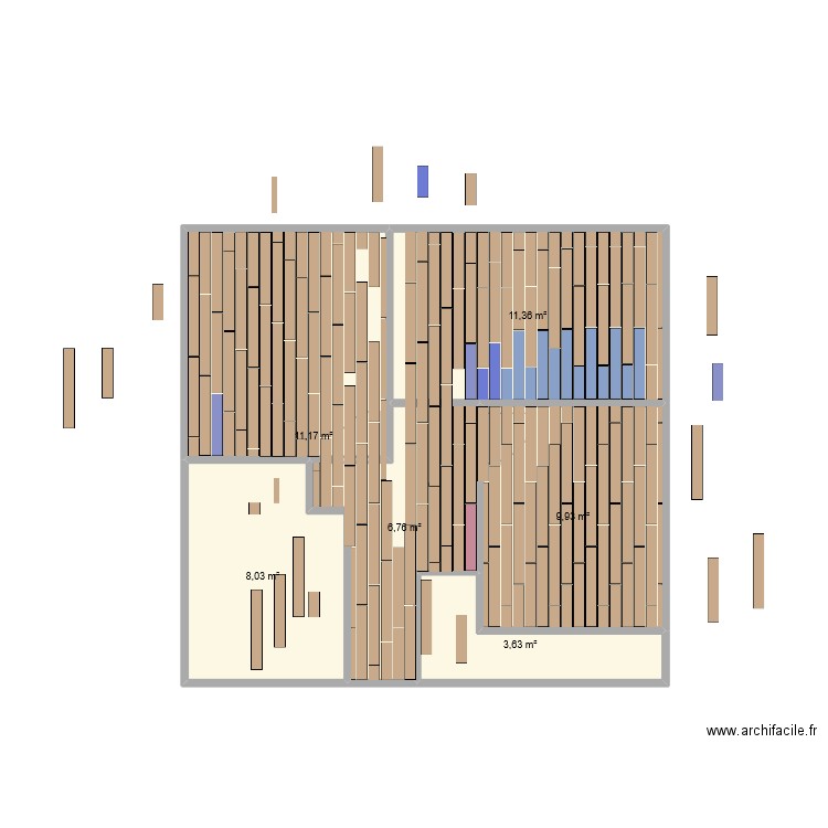 calepinage PauCyp2. Plan de 6 pièces et 51 m2