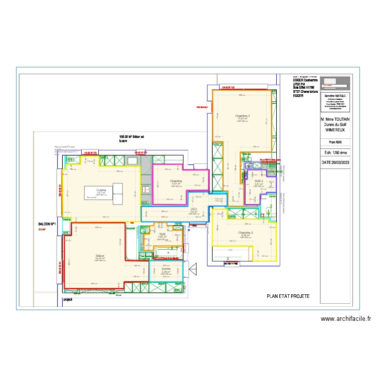 Dossier RONCQ. Plan de 9 pièces et 79 m2