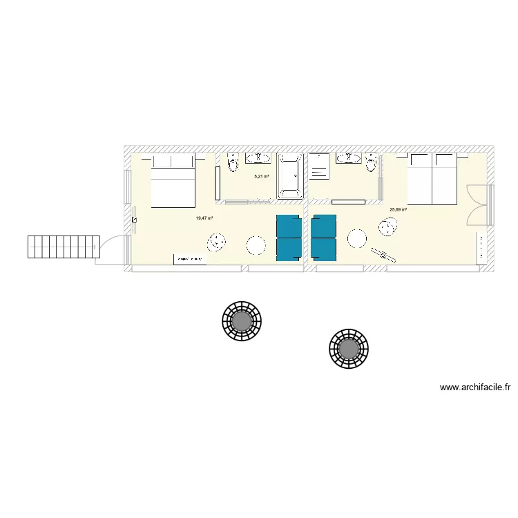 Studio 3. Plan de 