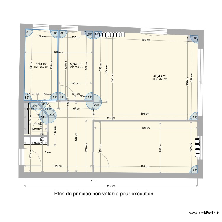 La roche EDL. Plan de 4 pièces et 52 m2