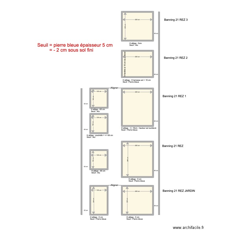 Construction Banning 21 fenêtres façade arrière. Plan de 9 pièces et 41 m2