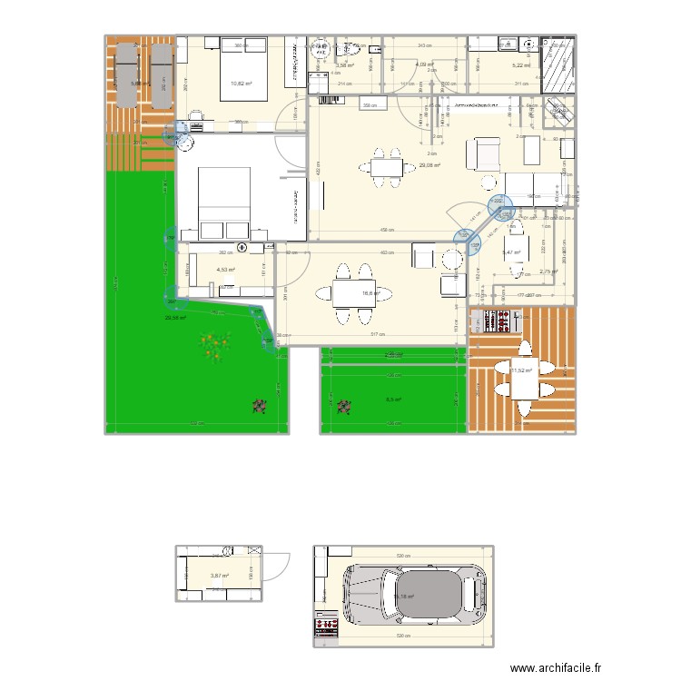 MAISON MONTAGNAC. Plan de 17 pièces et 159 m2