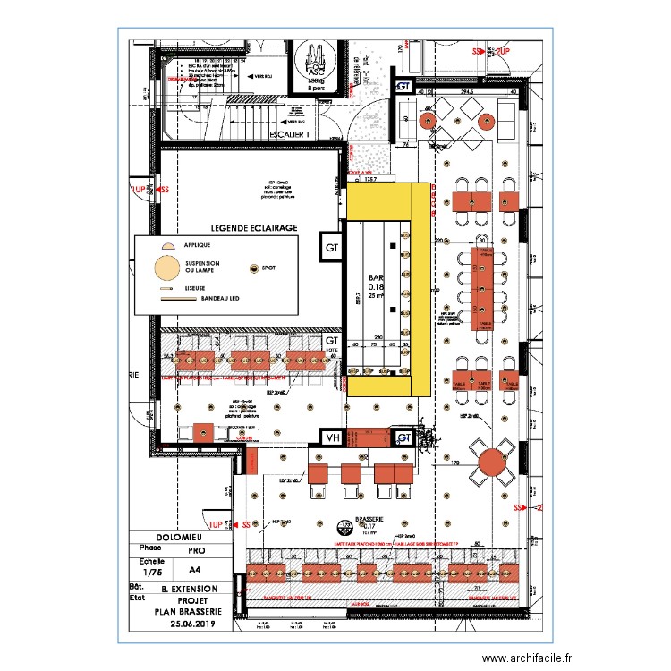 Calpinage brasserie petit carreau. Plan de 0 pièce et 0 m2