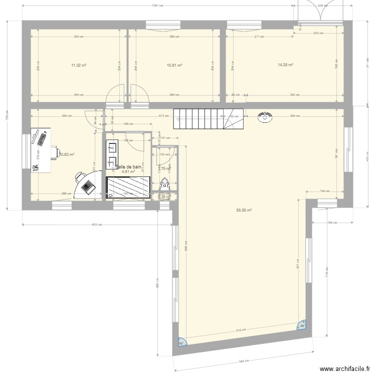 aménagement provisoire extention. Plan de 0 pièce et 0 m2