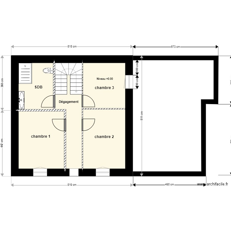 MARSON ETAGE SURFACE. Plan de 4 pièces et 49 m2