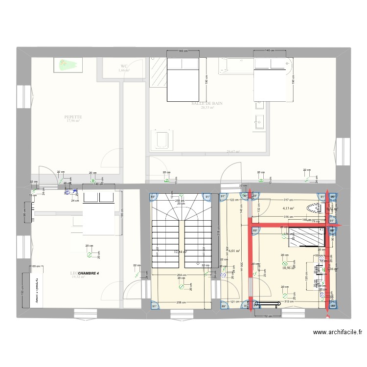R+2. Plan de 21 pièces et 299 m2