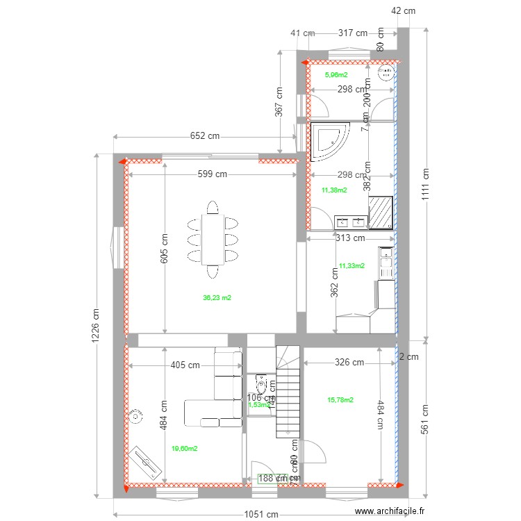 projet mamie lu. Plan de 15 pièces et 110 m2