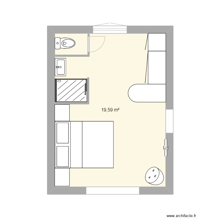 Studio 20m2 v1. Plan de 0 pièce et 0 m2