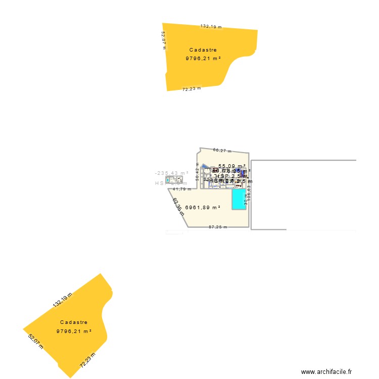 LL projet. Plan de 61 pièces et 4093 m2