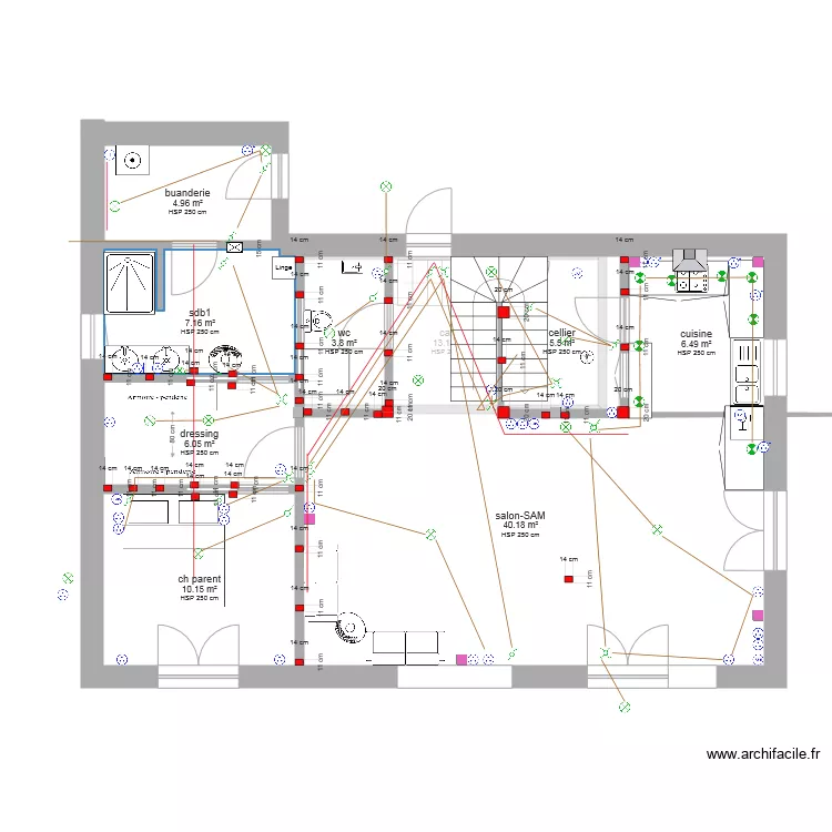 plan 3 avec montant cloison. Plan de 
