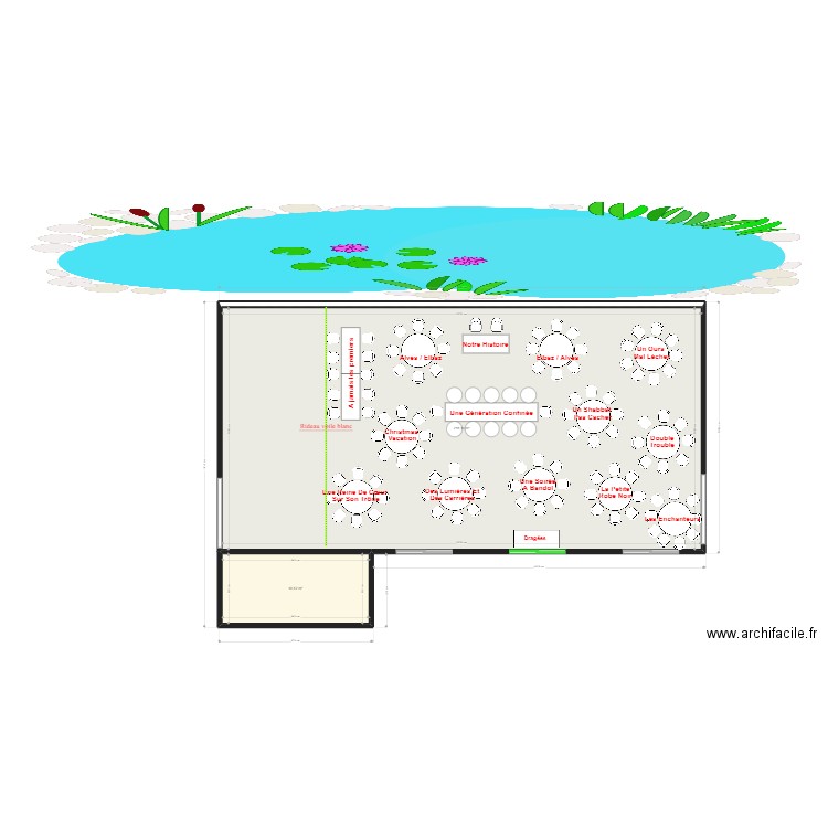 plan de salle eva beach. Plan de 2 pièces et 238 m2