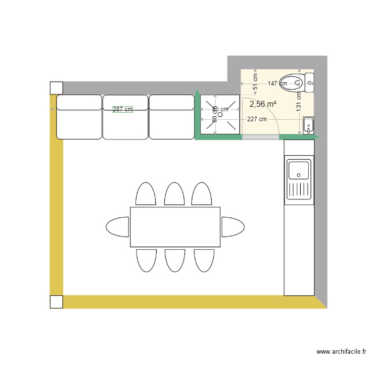 Cuisine été v6. Plan de 1 pièce et 3 m2