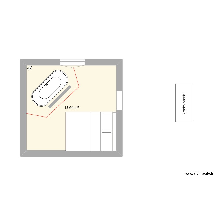 CHAMBRE 7. Plan de 1 pièce et 14 m2